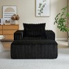 49”W Corduroy Sponge Sofa Lounge Chair Sleeper Chair with Removable footrest and Pillow, No Assembly Required-ModernLuxe - 2 of 4