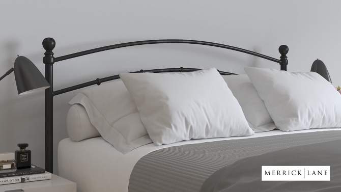 Merrick Lane Metal Headboard Contemporary Arched Headboard With Adjustable Rail Slots, 2 of 20, play video