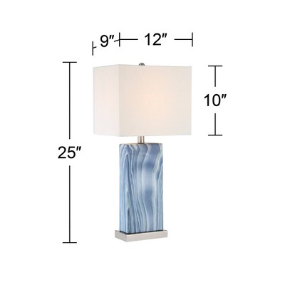Rippled Blue Faux Marble Table Lamps with USB Ports