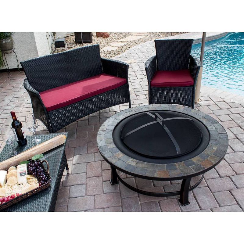 Wood Burning Fire Pit with Round Slate Table - AZ Patio Heaters, 3 of 5