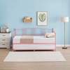 Homhougo Twin Rectangular Twin Metal Daybed with Trundle, Sofa Bed Frame with 6 Casters and Steel Slat Support Pink - 3 of 4