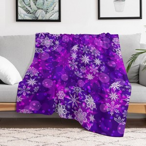 Christmas Snowflake Purple Christmas Throw Blanket Soft Fleece Christmas Blanket Cozy Flannel Throw for Couch Bed 30x40 inches - 1 of 1