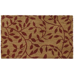 Kate Aurora Rustic Leaves Coir Bristled Outdoor All Season Welcome Mat - 18"x30" - 1 of 3