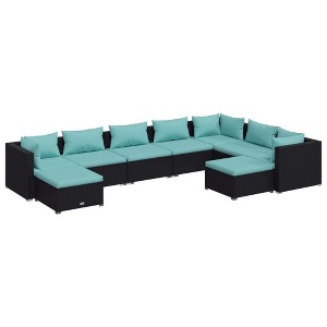 vidaXL Garden Lounge Set Black, Water Blue - 1 of 4