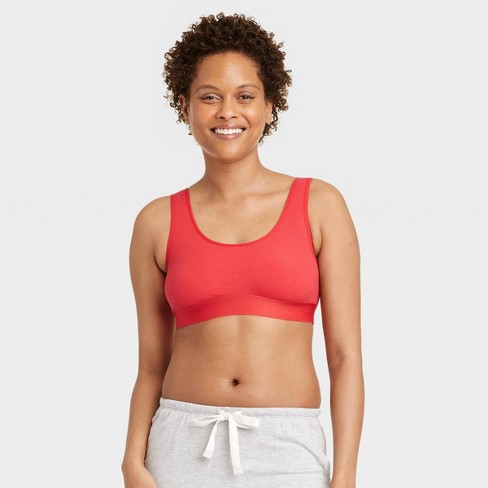 Women's Cotton Stretch Scoop Bralette - Auden™ Red XS