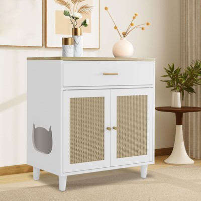 Cat Litter Box Enclosure with Drawer, Hidden Litter Box Furniture, Indoor Cat Washroom, Decorative Side End Table, Fit Most Cat and Litter Box