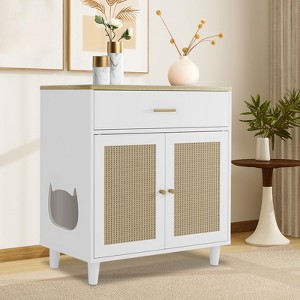 Cat Litter Box Enclosure with Drawer, Hidden Litter Box Furniture, Indoor Cat Washroom, Decorative Side End Table, Fit Most Cat and Litter Box - 1 of 4