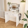 KTMBDW Vanity Desk with Mirror & Lights, Makeup Desk with 2 Drawers & Shelf, Hair Dryer Stand, 3 Lighting Modes, Dressing Table for Bedroom, White - 3 of 4
