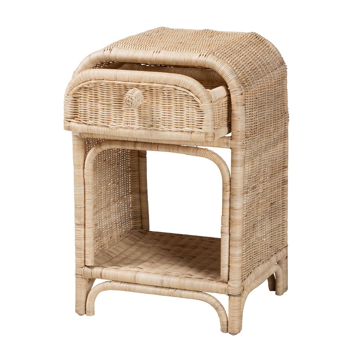bali & pari Magni Modern Bohemian Natural Brown Rattan 1-Drawer Nightstand - thumbnail 3