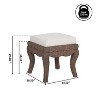 JONATHAN Y Rowan 19.7" Bohemian Designer Woven Rattan/Wood Ottoman Vanity Stool, White Cushion Seat - 3 of 4
