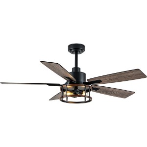 Bella Depot 52" Black Industrial Caged Ceiling Fan with Light - 1 of 4