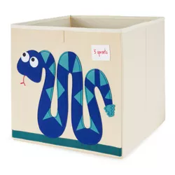 3 Sprouts Kids Childrens Collapsible Fabric 13x13x13 Inch Storage Cube Bin Box for Cubby Shelves, Blue Rattlesnake
