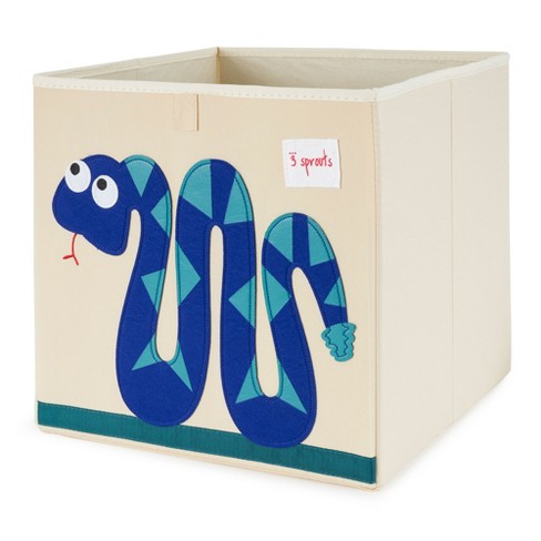 3 Sprouts Kids Childrens Collapsible Fabric 13x13x13 Inch Storage Cube Bin Box for Cubby Shelves, Blue Rattlesnake - image 1 of 4