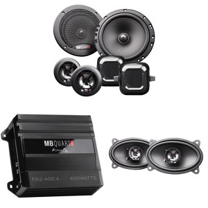 MB Quart FA2-400.4 FORMULA 400 Watt 4-Channel Amplifier with Discus DS2-216 6.5 Inch Component Speakers and DK2-146 4x6 Inch Coax Speakers - 1 of 4