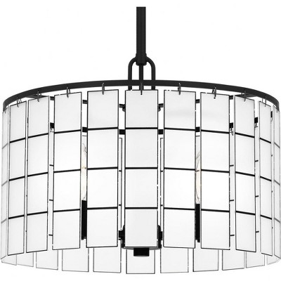 Matte Black Glass Drum Pendant Light