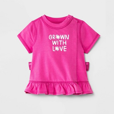 Baby Girls' Adaptive Side Snap Daisy T-Shirt - Cat & Jack™ Pink Newborn