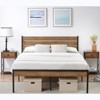 WhizMax Bed Frame with Headboard Footboard, Rustic Brown Wood Farmhouse Metal Platform Bedframe with Wooden Slat - 2 of 4