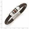 Black Bow Jewelry Men's Stainless Steel & Brown Leather Bead Accent Bracelet, 8.25 Inch - 4 of 4