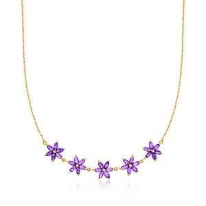 Ross-Simons 4.00 ct. t.w. Amethyst Flower Necklace in 18kt Gold Over Sterling Size 18 - 1 of 3