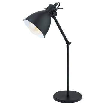 1-Light Priddy Desk Lamp with Interior Shade White/Black - EGLO