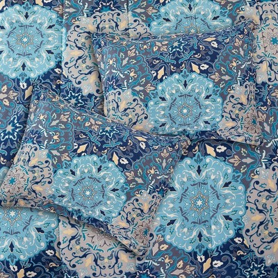 Granada Blue Twin Reversible Microfiber Bed in a Bag Set