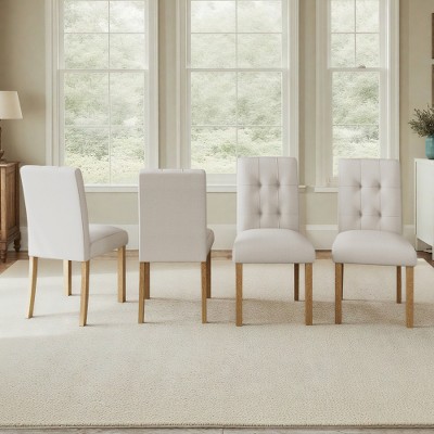 ACEPANO Set of 4 Modern Wooden Dining Chairs with Back For Dining Room-Beige
