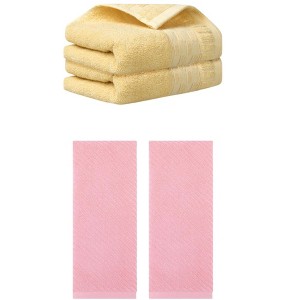 REGALWOVEN 4 Pcs Solid Soft Absorbent Hand Towel for Bathroom 14" x 30" - 1 of 4