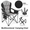 INFURNIC Outdoor Portable Chairs Padded Chair Oversized Camping Folding Chair With Cup Holder Storage, Cooler Bag, Black , 25.19"*25.19"*42.12" - 2 of 4