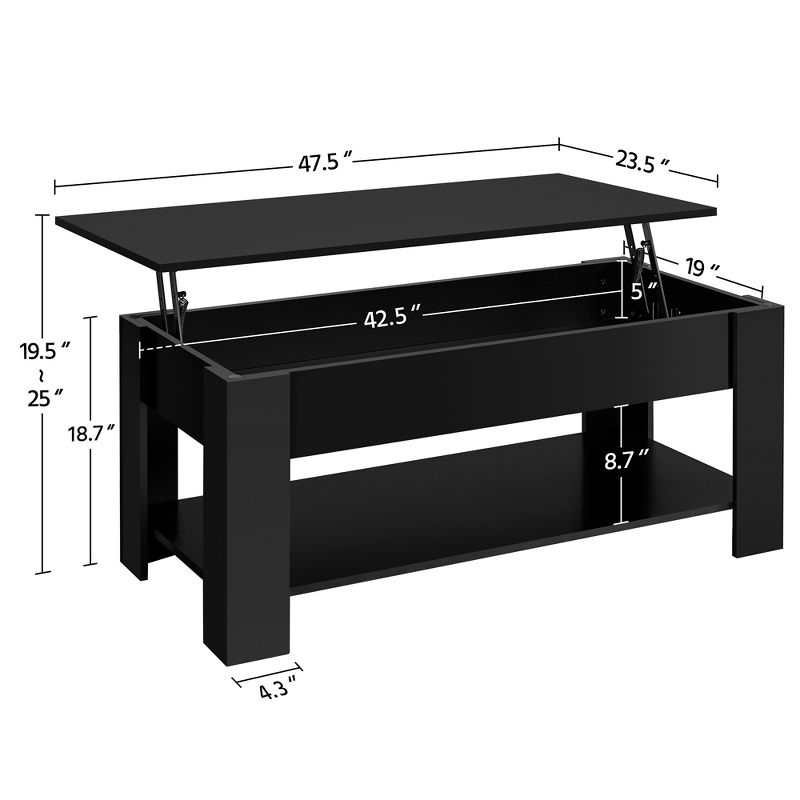 Yaheetech Lift Top Coffee Table with Hidden Compartment & Open Shelf For Living Room, 4 of 13