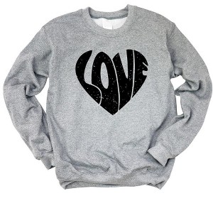 Simply Sage Market Women's Graphic Sweatshirt Love Heart Distressed - 1 of 2