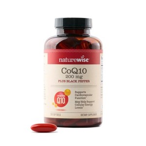 NatureWise CoQ10 + Black Pepper Softgels - High Absorption CoQ10 + Black Pepper - Antioxidant for Heart Health + Cellular Energy - Vegan - 1 of 4