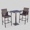 Lala 3pc Square Wicker Patio Bar Set - Brown - Christopher Knight Home: Rattan Iron Frame, Weather-Resistant - 2 of 4