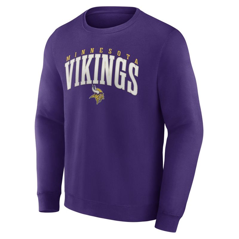 NFL Minnesota Vikings Men&#39;s Varsity Letter Long Sleeve Crew Fleece Sweatshirt, 2 of 4