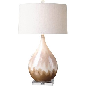 Uttermost Flavian Rust Beige and Ivory Teardrop Ceramic Table Lamp - 1 of 1