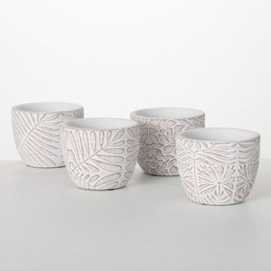 Sullivans Etched Terracotta Planter Set of 4, 3.75"Tall, Pottery - 1 of 3