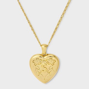 14K Gold Dipped Heart Charm Initial Necklace - A New Day™ Gold - 1 of 4