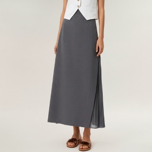 Anna-Kaci Women's Maxi Skirt with Sleek Straight Silhouette and Soft Pleated Side Panel Detail for Elegant Flowing Movement - 1 of 4