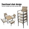 All Weather 5-Piece Patio Dining Table Sets,Patio Conversation Set Acacia Wood Table Top with Umbrella Hole, Rattan Outdoor- Maison Boucle - 3 of 4