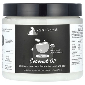 Kin+Kind Cold Pressed Coconut Oil, For Dogs and Cats, 16 fl oz (473 ml) - 1 of 4