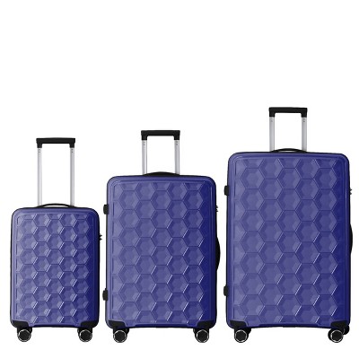 FURNIinspire Bag And Luggage Sets 3 Piece Travel Luggage with Rolling Wheels, Lightweight Hard Shell Suitcase Set, Blue, 20.08"*11.81"*30.12"