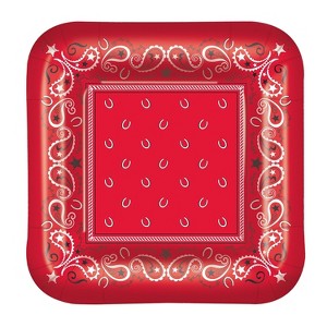 Beistle 7" Square Shaped Bandana Plate Red 32/Pack 58058 - 1 of 1