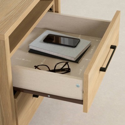 Natural Ash 2-Drawer Nightstand with Open Shelf