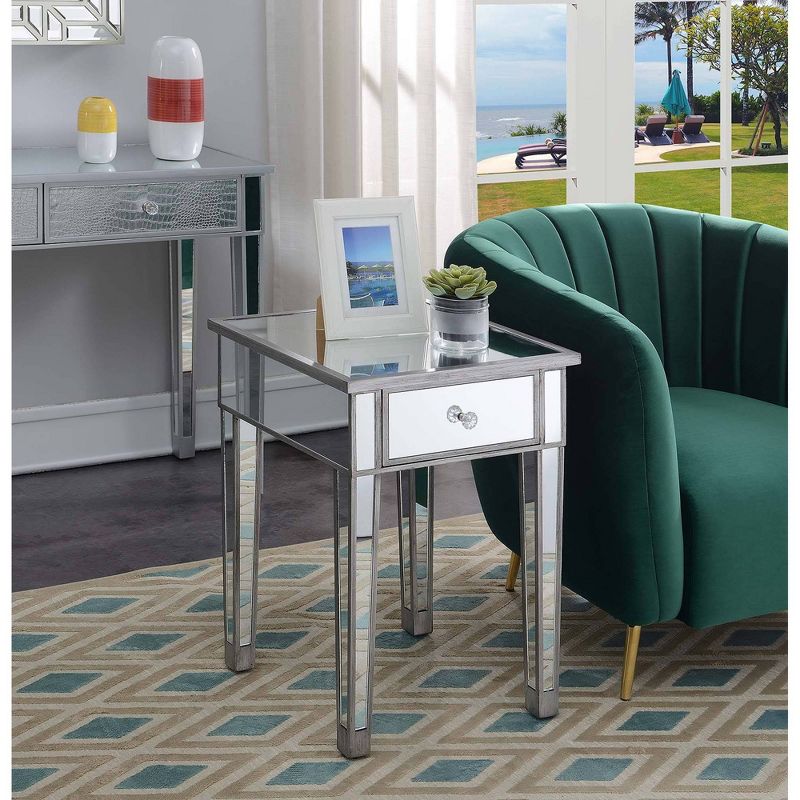Gold Coast Mirrored End Table with Drawer - Breighton Home, 3 of 6