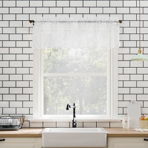 58"x14" No. 918 Ariella Floral Lace Sheer Rod Pocket Kitchen Curtain Valance White - 1 of 4