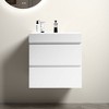 Vynxaria 24"L x 18.1"W Glossy White Solid Surface Bathroom Sink Integrated Basin with Overflow - 3 of 4