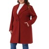 Agnes Orinda Women's Plus Size Lapel Long Sleeve Single Breasted Belted Midi Pea Coat with Pocket - 2 of 4