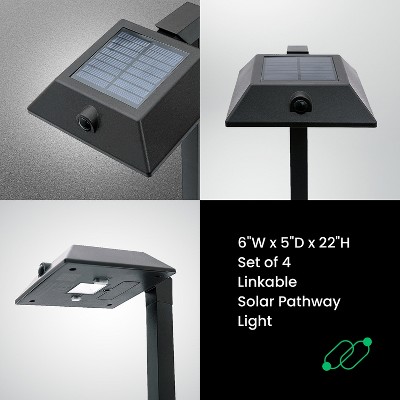 Square Black Solar LED Pathway Lights Multipack with Adjustable Color Temperature