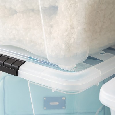 Clear Stackable Plastic Storage Bins with Lids, 54 Qt, 4 Pack