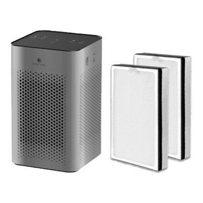 Medify Air MA-25-S1 Medical Grade HEPA Table Top Air Purifier, Silver and MA-25R-1 Air Purifier 3 in 1 Replacement Filter Set (1 Pair)