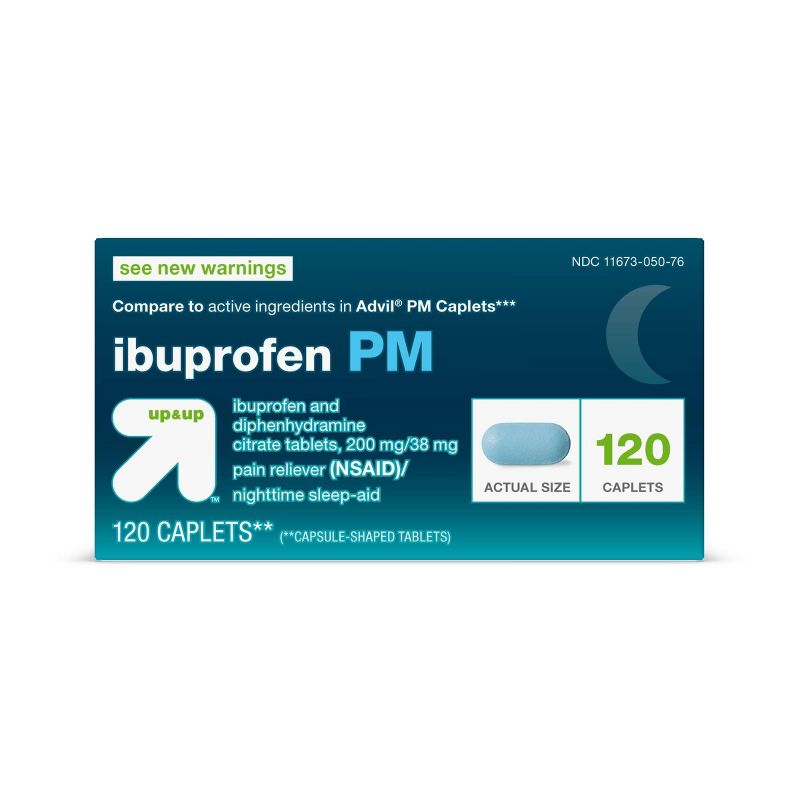 Ibuprofen (NSAID) PM Extra Strength Pain Reliever/Nighttime Sleep-Aid Caplets - up & up™, 1 of 7